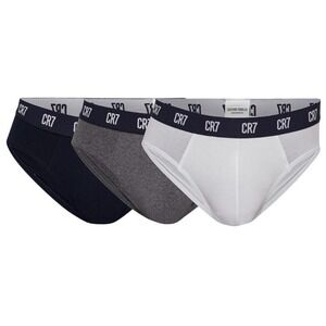 CR7 Cristiano Ronaldo Large 3 Pack Cotton Stretch Briefs Black White Gray New